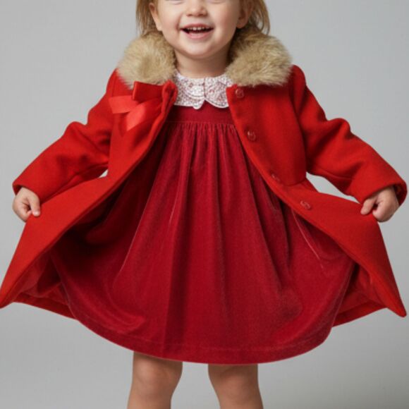 Janie & Jack Red Velour Lace Collar Dress 12–18M Holiday Christmas EUC - Picture 8 of 8